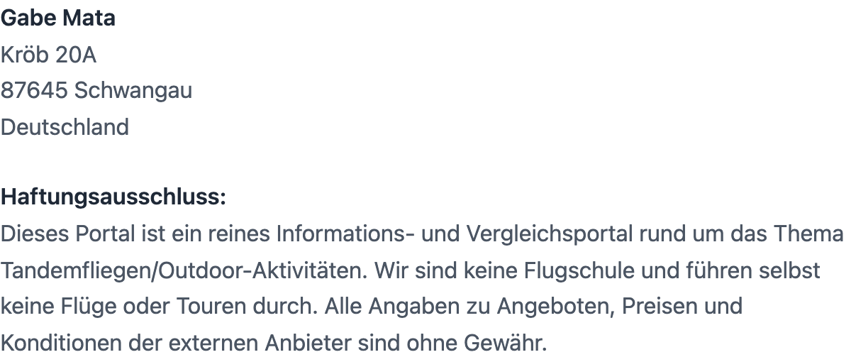 Impressum Information